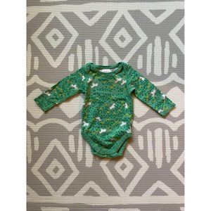 3-6M Hanna Andersson Green Unicorn Spring Long Sleeve Bodysuit